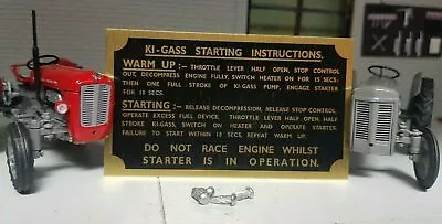 £13.95 • Buy Massey Ferguson MF35 35 FE35 Ki-Gass Tractor Starting Instruction Plate & Rivets