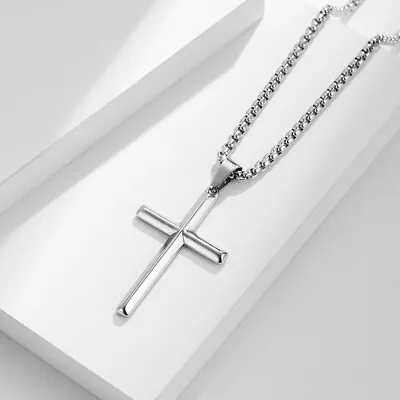 Men Women Small Cross Pendant Necklace For Boy Stainless Steel Pendant Chain • $10.99