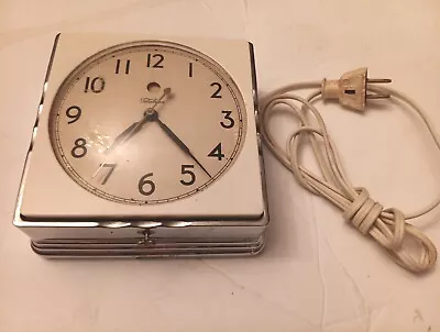 Vintage Metal Art Deco Electric     Kitchen Wall Clock Telechron Origional Works • $139