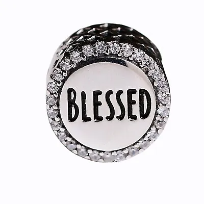 $21.98 • Buy Authentic Pandora 925 Sterling Silver 'BLESSED' Charm Beads 792016CZ_03