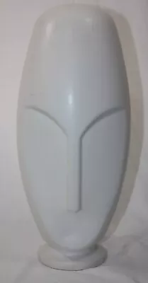 White Ceramic Post Modern Art Reductive Head Sculpture Evoking Modigliani 14  • $30.99