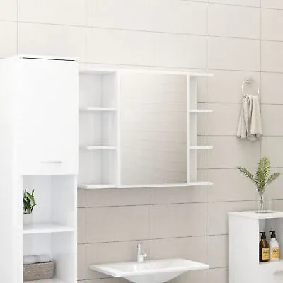 Bathroom Mirror Cabinet High Gloss White 80x20.5x64  Chipboard H6Q6 • £100.21