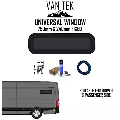 Universal SOLID Camper Van Bunk Window 750mm X 240mm WITH FIT KIT AND U TRIM • $139.99