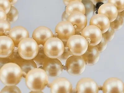 VINTAGE 6mm KNOTTED Cream Overtone Pearl Clasp MAJORICA STYLE PEARL Necklace 30  • $20