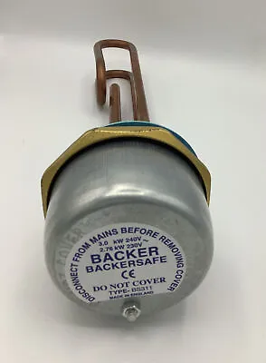 Backer 11  Copper Immersion Heater With Thermostat & Safety Cut Out Switch* • £16.99