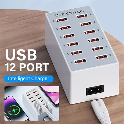 USB Charging Station 12 Ports Charger For Multiple Devices Tablet Laptop Adapter • $22.88