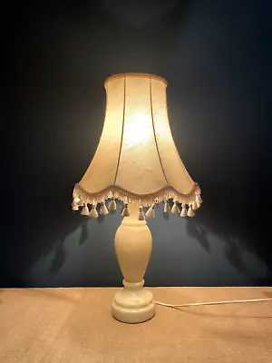 Beautiful Vintage Solid Onyx Marble Column Table Desk Lamp - Room Bedside Light • £25