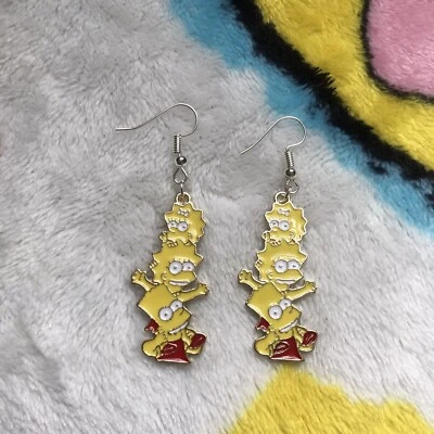 £4.50 • Buy Pair Of The Simpsons Earrings Hook Bart Lisa Maggie Quirky Kitsch Retro Cartoon