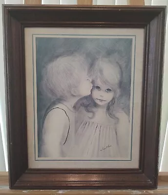 Margaret Kane Big Eyes A Little Kiss Peggy Hawkins Wood Frame 17  X 20  • $27.99