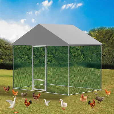 Large Chicken Cage Run Poultry Coop With Roof Bird Aviary Outdoor Farm Enclosure • $299.92