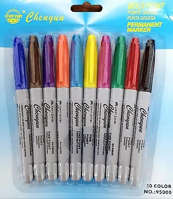 12 Pack Permanent Marker Pens Tip Sharp Bullet Point Multi Assorted Colour Pen • £3.35
