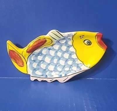 Vietri Hand Painted Pottery Fish Platter/ Wall Plaque Made In Italy • $25.30