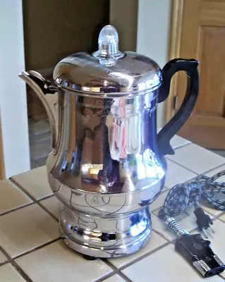 Farberware Electric Stainless Chrome ART DECO 12 Cup  Etched  Coffee  Percolator • $45