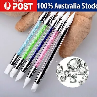 5Pcs Dual Head Powder Sculpture Manicure Tools Silicone Nail Brush Set AU • $10.90