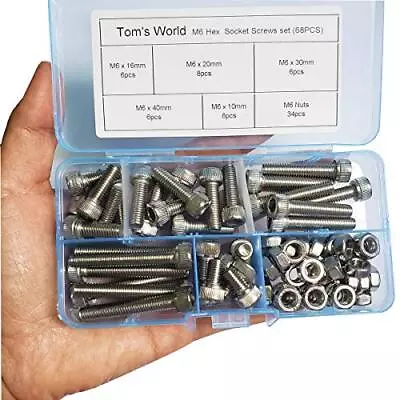 M6 Hex Socket Head Cap Bolts Nuts Screws Assortment Set 304 Stainless Steel A... • $13.19