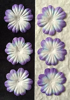 20 Purple Handmade Mulberry Paper Flowers Petals Violet Embellishments Cards 1   • $1.79