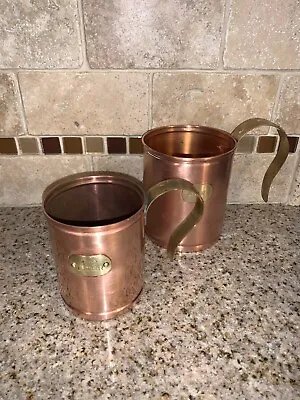 Vintage Copper Brass Liquid Measuring Cups LITER And 1/2 LITER 4 And 4 3/4 #0162 • $20