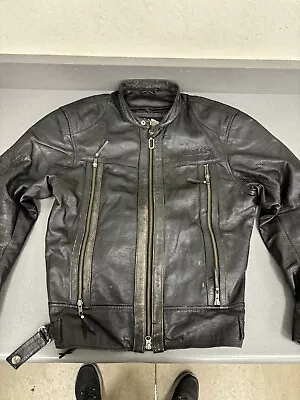 VTG Harley Davidson Leather Jacket Mens Large Black Vented • $80