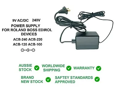 $44.65 • Buy 9v POWER SUPPLY For Roland ACB-240 Replacement ACB-120 9Volt 1.3A 2.1mm Negative
