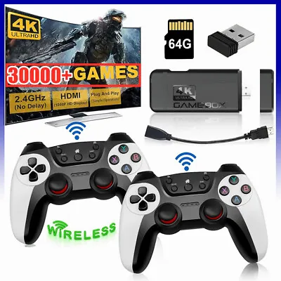 Wireless 4K HDMI TV Game Stick Console 30000+ Built-in Games +2 Wireless Gamepad • £34.89