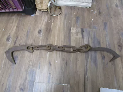 Vintage Hand Forged Logging Chain W/Two  Dog Hooks 31  • $59.95
