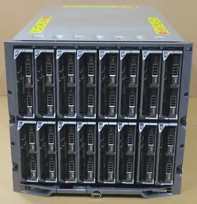 Dell PowerEdge M1000E Chassis W/ 16x M620 Blade Server 24x E5-2680 8x E5-2680v2 • $16130