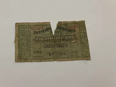 MEX Bank Notes: El Estado De Chihuahua 50 Centavos 1914 Series U No. 2311673 • $1