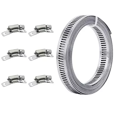 9.8Ft Stainless Steel Hose Clamp Band With 6 Fasteners Metal Hose Clamp • $15.25