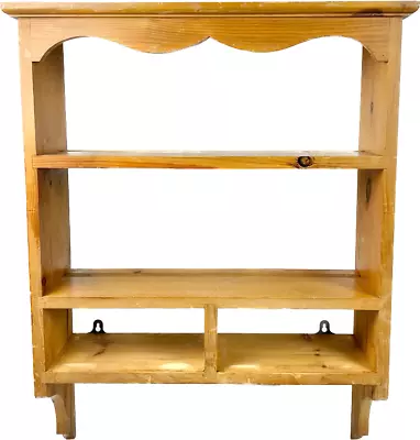 Antique Pine Shelves Solid Wooden Shelving Wall Hang Plate Rack Bookcase Storage • £99