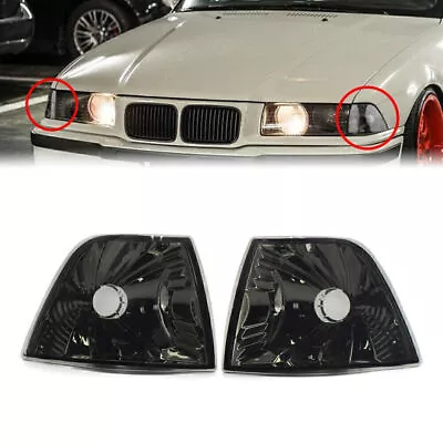 2xTurn Signal Light Housing Smoke Lens For BMW E36 3 Series 4-Door 1992-98 Black • $23.04