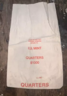 VTG U.S. MINT S.W.B. Canvas Money Bag For Quarters Holds $1000  • $12