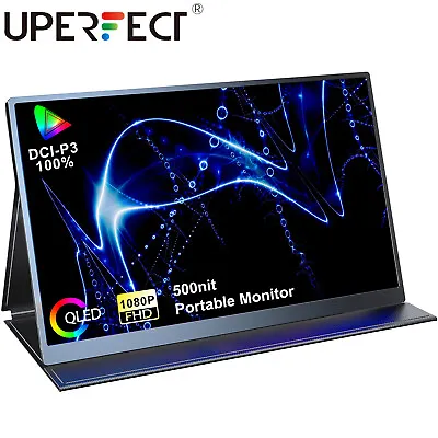 UPERFECT 15.6  QLED Gaming Monitor 500nit PC Screen Portable Monitor USB C 10Bit • $229.99