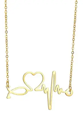 Heart With ECG Pendant Necklace Stainless Steel Jewellery For Medical Lovers • £7.99