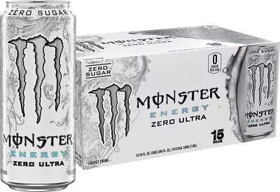 Monster Energy Zero Ultra Sugar Free Energy Drink 16 Ounce (Pack Of 15) • $33.99