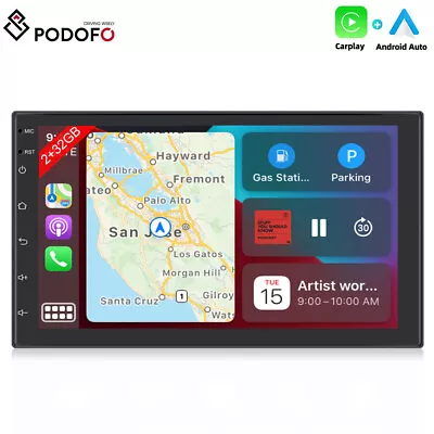 Apple CarPlay 7  Double DIN Car GPS Stereo Radio Android 13 Head Unit WiFi 2+64G • $119.99