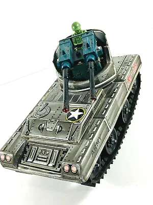 VTG JAPAN 60's Okuma Battery Tin Litho Toy Anti-Aircraft M-75 TANK • $149.99