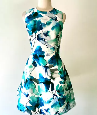 $40 • Buy Forever New Sz 14 Gorgeous Fit & Flare White & Blue Floral Dress Lined