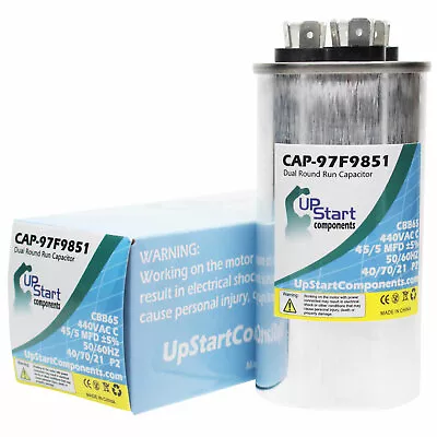 $8.99 • Buy 45/5 MFD 440 Volt Dual Round Run Capacitor Works With GE 97f9851, Cd45 5x440r