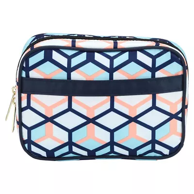 Modella 3D Geo Perforated Zippered Makeup Cosmetic Bag Organizer • $10.99