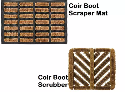 Natural Coir Wire Boot Shoe Cleaning Scraper Door Mat Entrance Outdoor Front • £12.95