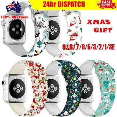 $10.79 • Buy For Apple Watch Strap Band Series 9 SE 8 7 6 5 4 Silicone IWatch Band Christmas