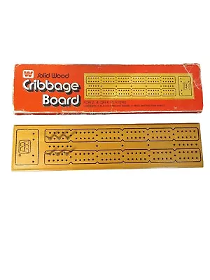 Vintage Solid Wood CRIBBAGE BOARD In Original Box Whitman Model 4230  • $6.99