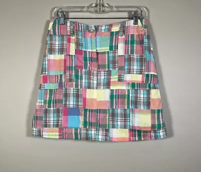 Cape Madras Skirt Womens 6 Pastel Plaid Patchwork Golf Preppy Cotton • $17.52