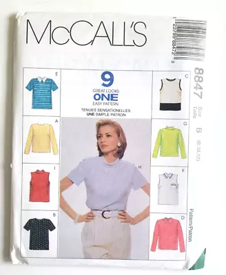 McCalls Sewing Pattern 8847 Misses Top W/Sleeve Variation Size 8-10-12 UC • $5.99
