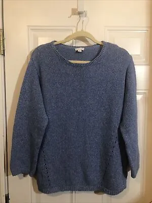 J Jill Size L Missy Blue Sweater 100% Cotton Spring Easter NICE!! • £26.99