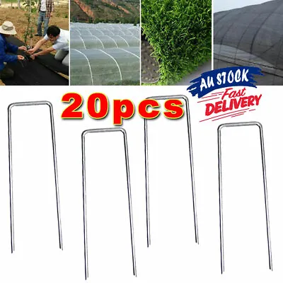 $11.89 • Buy Pack Of 20 Tent Pegs Gazebo Galvanised Camping Hooks Ground U Tarpaulin Metal
