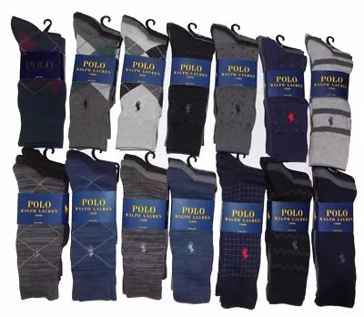 3 Pair Mens Polo Ralph Lauren Socks Dress Casual Black Grey Argyle Navy Khaki 3 • $20.99