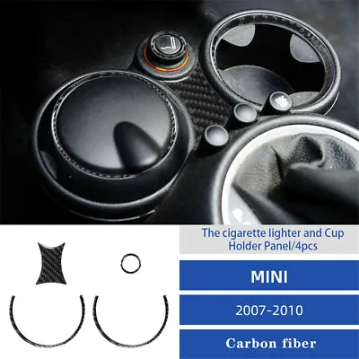 4X Carbon Fiber Lighter Console Control Cupholder Trim Cover For MINI Cooper R56 • $12.59