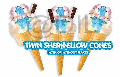ICE CREAM Stickers - Shermellow Cone - Single Cone - Twin - VAN WINDOW STICKER • £3.99