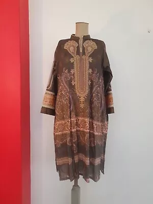 Vintage Original India Cotton Boho Kaftan Tunic Dress M-L • $37.97